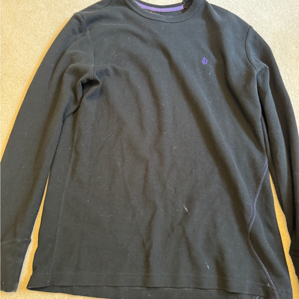 Volcom Black Long Sleeve Thermal with Purple Accent